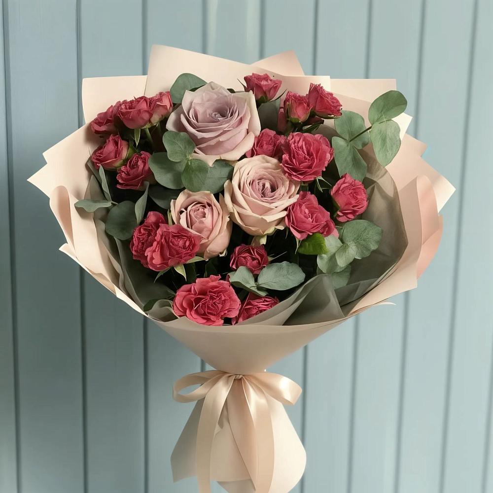 Букет цветов из: Гвоздики и Розы в Поселок Лесхоза