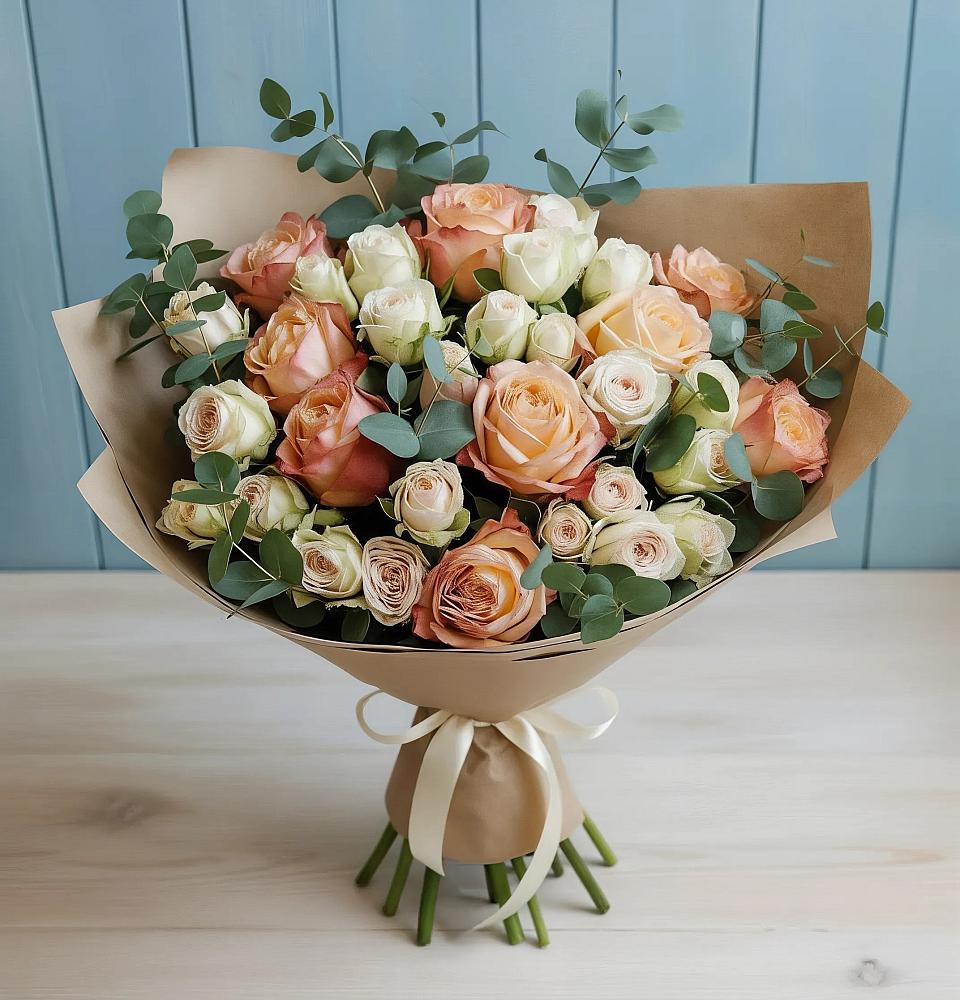 Букет цветов из: Альстромерии и Розы в Поселок Лесхоза