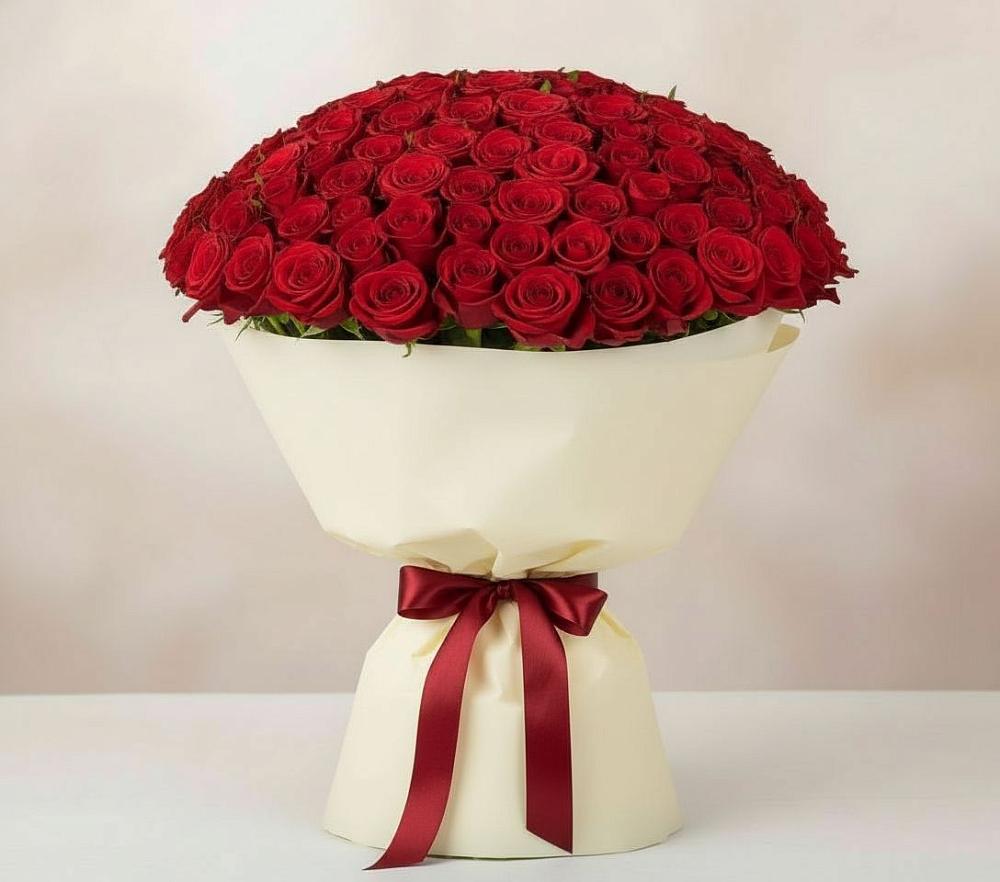 Букет 101 Красная роза Милано в Поселок Лесхоза
