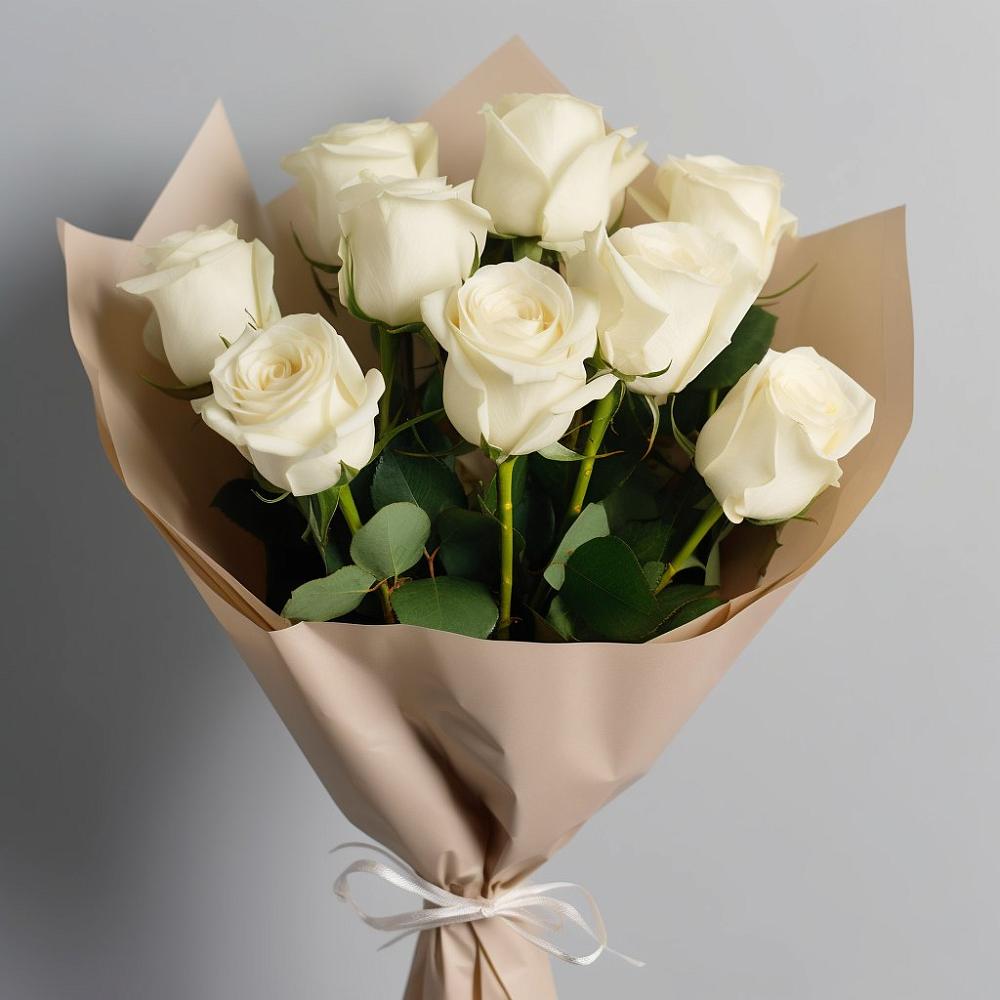 Букет 9 Белых роз Эдлесс Лав в Поселок Лесхоза