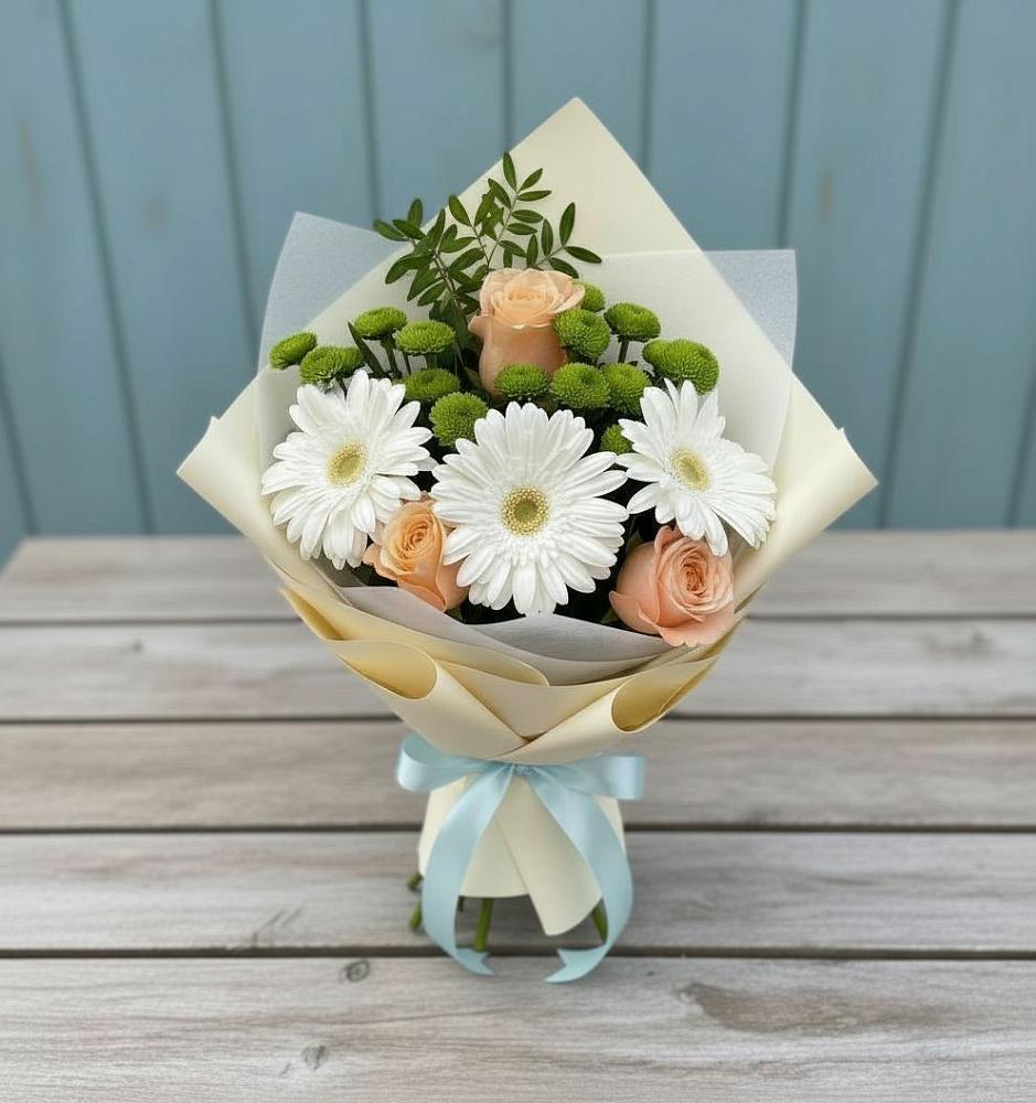 Букет цветов из: Герберы, Розы и Хризантемы в Поселок Лесхоза