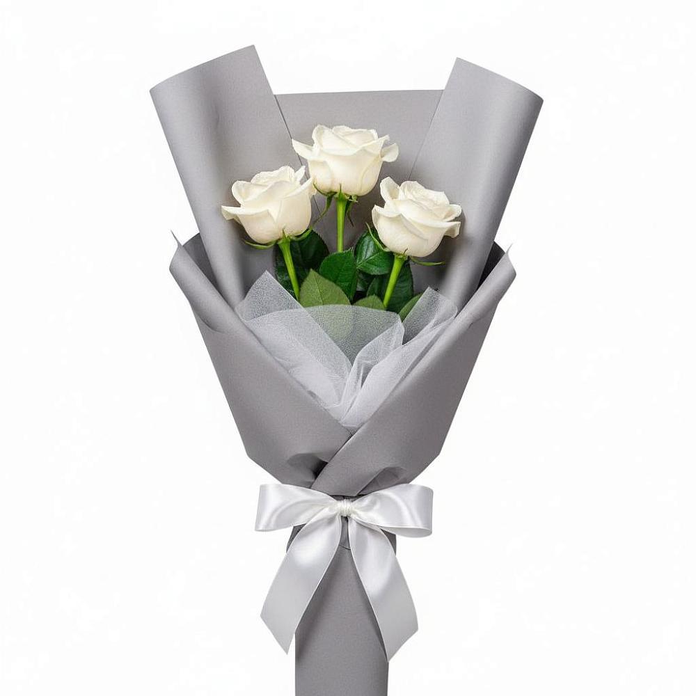 Букет 3 белые розы в Поселок Лесхоза