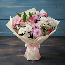 Букет цветов из:  Хризантемы, Альстромерии и Розы в Поселок Лесхоза