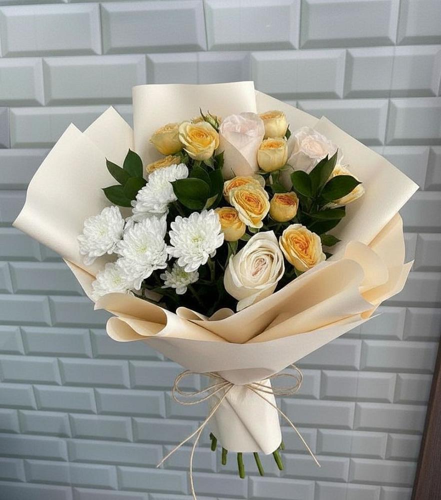 Букет цветов из: Розы и Хризантемы в Поселок Лесхоза