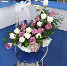 Цветочная композиция из Розы в корзине #REPLACE_PRED# Поселок Лесхоза