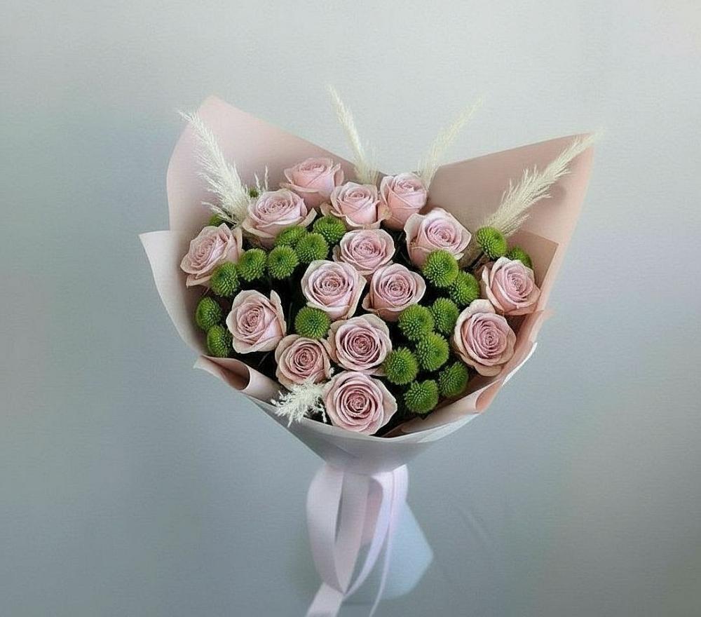 Букет цветов из: Розы и Хризантемы в Поселок Лесхоза