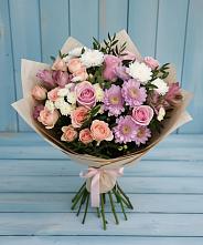 Букет цветов из:  Хризантемы, Розы и Альстромерии в Поселок Лесхоза
