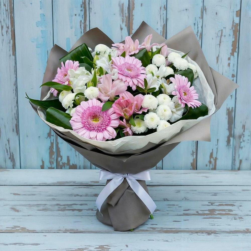 Букет цветов из: Герберы, Альстромерии и Хризантемы в Поселок Лесхоза