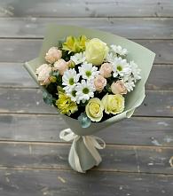 Букет цветов из:  Альстромерии, Розы и Хризантемы в Поселок Лесхоза