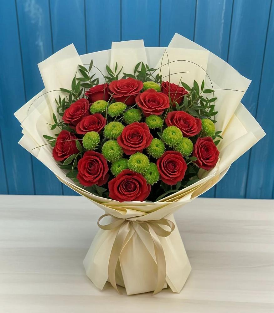 Букет цветов из: Розы и Хризантемы в Поселок Лесхоза